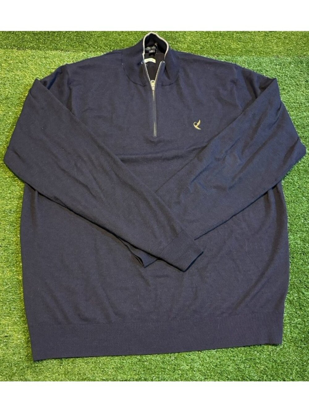 Peter Millar 1/4 zip mens XL blue crown crafted merino wool lightweight golf